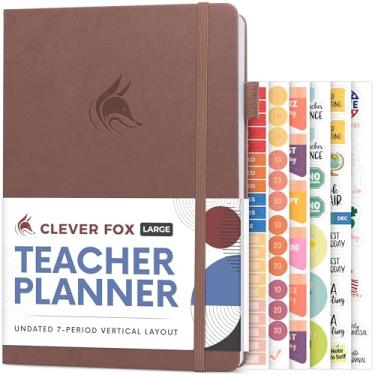 Imagem de Clever Fox Planejador de professores – Agenda de Ano Escolar com Calendários e Planos de Aula – Livro de Plano de Professor para Sala de Aula e Organização de Educação em Casa – Sem data, 18 x 25 cm, Capa dura (terracota escura)