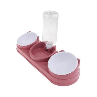 Imagem de Fenteer Conjunto de tigelas para gatos 3 em 1, tigelas de alimentação, alimentador automático, tigela de comida úmida e seca, tigela elevada para gatos, para, Rosa