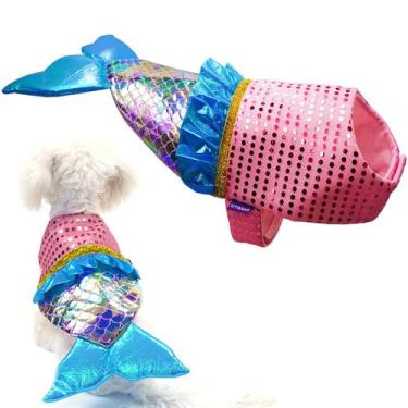 Imagem de Fantasia de cachorro Cyeollo Mermaid Small Dog Halloween Outfit M