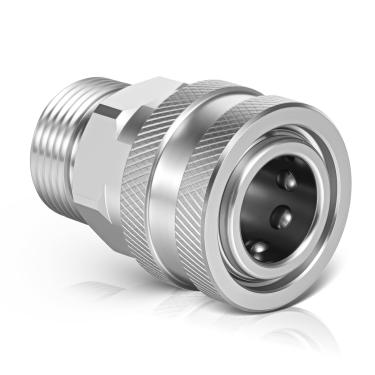 Imagem de Lavadora de pressão M22-14 mm a 3/20.3 cm Adaptador de soquete de conexão rápida, adaptador de mangueira de lavadora de pressão, adaptador de mangueira de conexão rápida, 5000 PSI, aço inoxidável