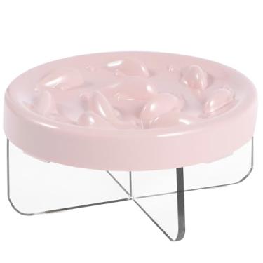 Imagem de HSHGZSR Tigela elevada para gatos, alimentador lento para gatos, alimentador lento, alimentador lento em forma de peixe com suporte de acrílico, tigela de comida lenta para animais de estimação