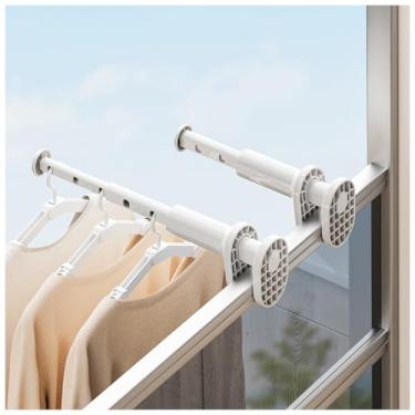 Imagem de Haiansan 2 peças escorredor de viagem para roupas, rack de roupas de janela com haste retrátil, cabide de lavanderia dobrável, varal de secagem para cruzeiro, trailer, dormitório, apartamento