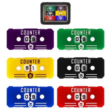 Imagem de FourDragons 6PCS Life Counter Set with Metal Box, Health Tracker Life Counters Twin Digits for Magic Card Games Accessories D&D RPG CCG TCG Tabletop Board Games