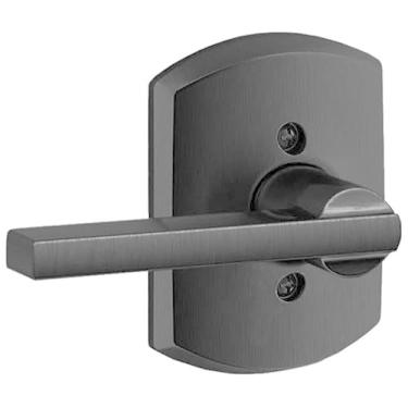 Imagem de SCHLAGE Maçaneta de porta falsa F170-LAT-GRW Latitude com Greenwich decorativo, preto fosco