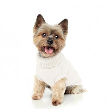 Imagem de Pawfun Suéter aconchegante de gola rolê para cães – Suéteres de tricô macios e quentes para meninos e meninas animais de estimação, suéter de Natal para roupas de inverno para filhotes pequenos