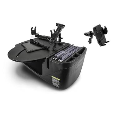 Imagem de AutoExec AE-RMCD-PM-PS-VC-BT Roadmaster Mesa de carro e estação de trabalho portátil com suporte para telefone, suporte de impressora e clipe de ventilação do telefone, preto