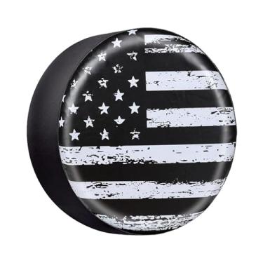 Imagem de NGHEY Capa de pneu sobressalente 68.6-73.7 cm Universal Fit Premium PVC Proteção para todos os climas com corda elástica reforçada para SUV Truck Jeep RV Trailer (preto) (Branco)