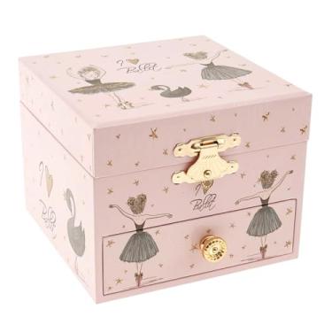 Imagem de Caixa de joias de bailarina musical de 10 cm para meninas, caixa de música embutida com espelho, presente de aniversário de balé para meninas, porta-joias de emoções para decoração de casa