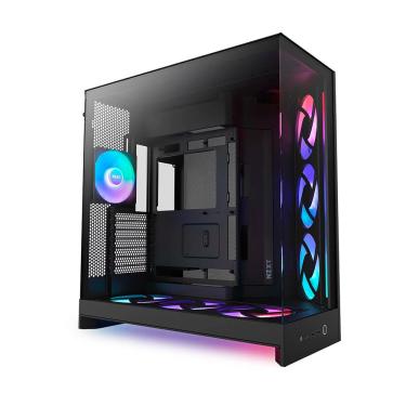 Imagem de Gabinete Gamer NZXT H9 Flow RGB+ Frontal Diagonal 2025 7 Fans Preto