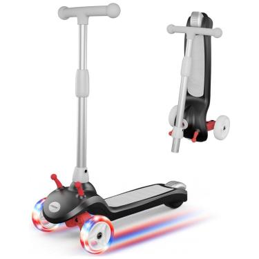 Imagem de Patinete Elétrico para Crianças de 2 a 8 anos com 3 Rodas e LED, Peso Max 50kg, Gobazaar, Preto