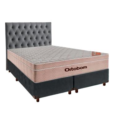 Imagem de Kit Cama Box + Cabeceira + Colchão Queen Molas Ensacadas - Airtech - Ortobom