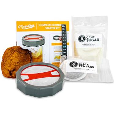 Imagem de Masontops Complete Kombucha Starter Kit - Includes Organic Scoby, Thermometer, Activating Sugar & Kombucha Brewing Lid