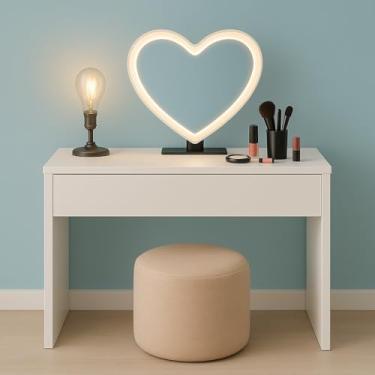 Imagem de Penteadeira Escrivaninha com Gaveta 90cm – Mesa Multifuncional para Maquiagem e Home Office(BRANCO)