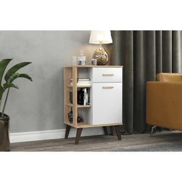 Imagem de Balcão De Cozinha Modulado Retrô C- 1 Porta E 1 Gaveta 53cm Mel-branco - Movelbento