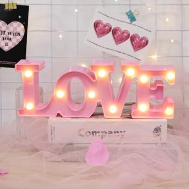 Imagem de Letreiro de luzes LED para luz noturna casamento festa de aniversário alimentado por bateria lâmpada de Natal barra doméstica (rosa, 31 x 10,8 x 4 cm)