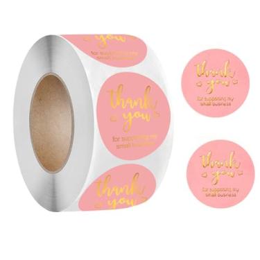 Imagem de 500 peças de adesivos redondos rosa de 3,8 cm Thank You for Supporting My Small Business Etiquetas redondas à prova d'água selos autoadesivos para embalagem de envelopes, caixas, pedidos de sacolas de