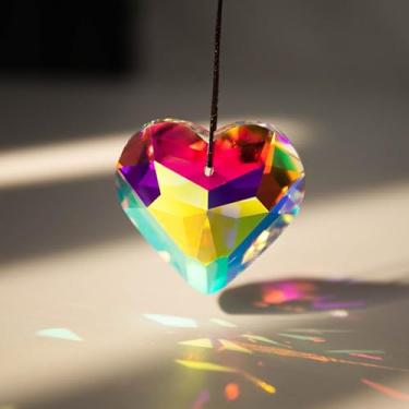 Imagem de Lustre de pendurar prismas de cristais com corrente para janelas, peças para apanhadores de sol, pingentes de arco-íris (colorido, amor)
