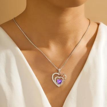 Imagem de Presentes de Natal para esposa e mulher, pedra do mês de nascimento de prata esterlina, amor, coração, rosa, pingente personalizado, presente de aniversário para irmã, namorada, mãe, ela, 2025