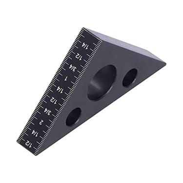 Imagem de Régua de 45 graus, régua de ângulo métrico de liga de alumínio, escalas gravadas com 15 mm de espessura, orifício central grande para ferramenta de medição de marcenaria