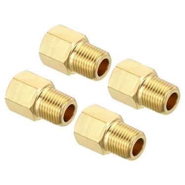 Imagem de 1/8 NPT macho x 1/8 NPT fêmea latão adaptador redutor sextavado para transferência de gás de água, 4 peças
