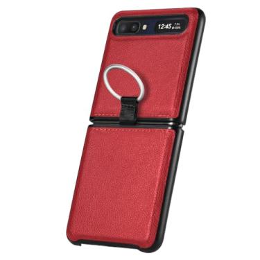 Imagem de Capa de couro confortável para Samsung Galaxy Z Flip 5 3 5G Flip4 flip5 flip2 Flip 4 2 Flip3 Capa protetora para telefone com proteção contra quedas, vermelha, para Samsung Z Flip 5