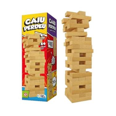 Imagem de Jogo Caiu Perdeu de Madeira Pais e Filhos Diversão em Família Equilíbr