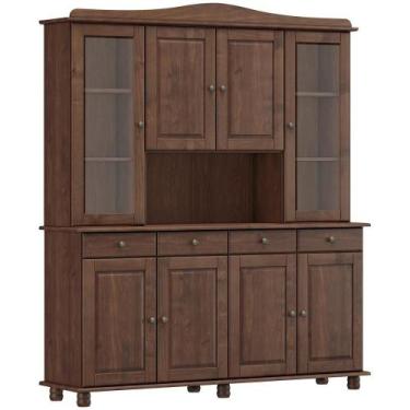 Imagem de Armário De Cozinha Rústico Com Cristaleira 8 Portas 4 Gavetas Lazuli F