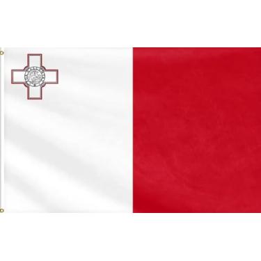 Imagem de HVATLTL Bandeira de barco de Malta com 3 camadas dupla face, 30 x 45 cm, nylon 220D resistente, cores vivas, bandeiras náuticas maltesas com 2 ilhós de latão para barco, quadriciclo, caminhão