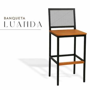 Imagem de Banqueta Luanda Preto Assento Madeira Demolição - Madeiled