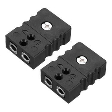 Imagem de Generic Conectores de fio de termopar tipo J, adaptador de plugue fêmea, pino redondo, temperatura de 220 ° C (220.0 °C) para sensor de termopar, sonda preta, 2 peças