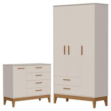 Imagem de Guarda Roupa Infantil Flip 3 Portas com Cômoda Infantil Sapateira Flip