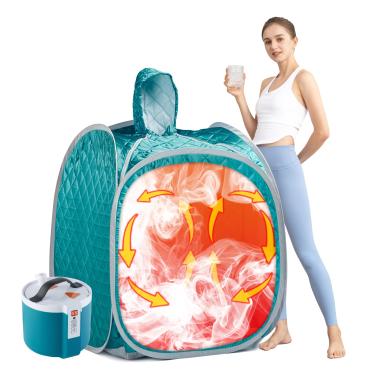 Imagem de amocane Sauna Spa portátil pessoal a vapor com gerador de vapor de 1,6 L 1000 watts, controle remoto, terapia de desintoxicação de corpo inteiro (C 85 cm x L 82 cm x A 106 cm, verde)