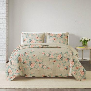 Imagem de Kit Cobre Leito Solteiro Paris Patchwork + Porta Travesseiro Jardim Rosado