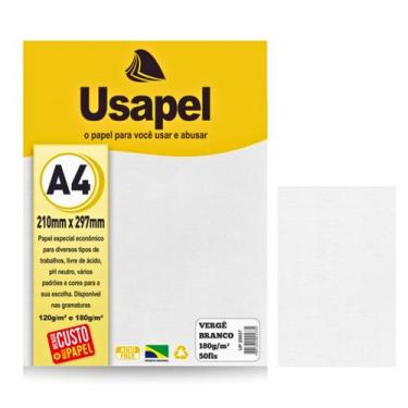 Imagem de Papel para Certificado Vergê A4 180g Pct C/50fls Branco - Usapel