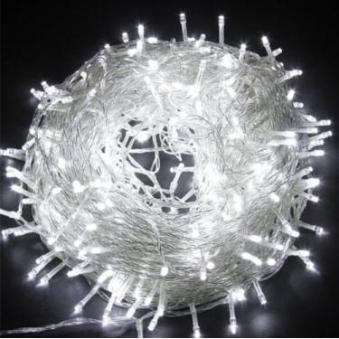 Imagem de Pisca Pisca LED Natalino 100 Lâmpadas Brancas Fio Transparente 8 Funções 9m Luz de Natal - Ideal Para Áreas Interna e Externa Protegida