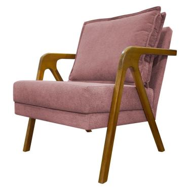 Imagem de Poltrona Decorativa Shine Para Sala Bouclé Premium Rosê Buclê