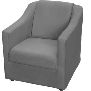 Imagem de Poltrona Decorativa Mila Pé De Plástico Cromado - Cinza Suede