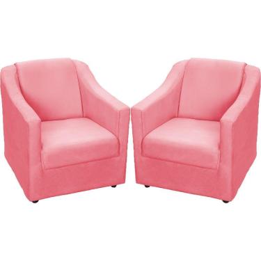Imagem de Kit 2 Poltronas Mila Pé De Plástico Cromado - Rosê Suede