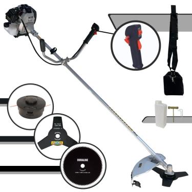 Imagem de Roçadeira Lateral Toyama TBC43H À Gasolina 2 Tempos 43cc 1,7HP 12.000rpm 3 Opções de Corte Com Lâmina 3 Pontas + Lâmina 80 Dentes + Carretel de Nylon