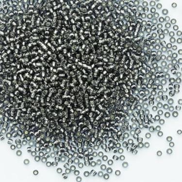 Imagem de Contas de semente forradas de prata cinza 200 gramas, cerca de 6.500 peças, contas de artesanato de vidro 8/0 de 3 mm para fazer brincos, pulseiras, pingentes, joias de cintura, contas de sementes