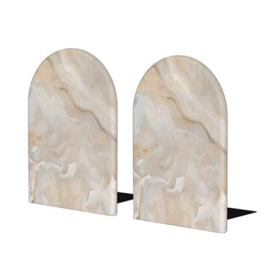 Imagem de Suporte para livros de madeira grande com padrão de mármore laranja Suporte de livro decorativo antiderrapante resistente para mesa de escritório em casa biblioteca de estudo escolar divisórias de