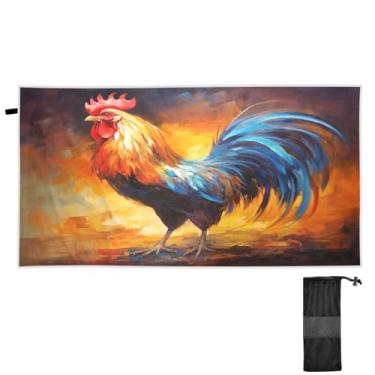 Imagem de ATTX Toalha de praia colorida de galo 79 x 188 cm - Cobertor de microfibra leve de secagem rápida e resistente à areia para piscina, ioga, academia e viagens | Esportes de banho de natação multiuso