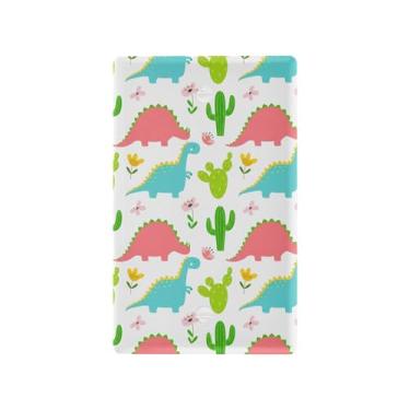 Imagem de SEHANY Capa de parede de tomada dupla de dinossauro engraçado, tamanho padrão e à prova de calor, placas decorativas para decoração de escritório doméstico (11,5 cm x 7 cm)