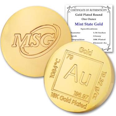 Imagem de Peso de papel redondo 18K banhado a ouro de 28 g - Design de elemento com certificado de autenticidade