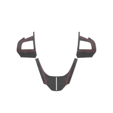 Imagem de BETTERHUMZ Adesivo de acabamento de volante compatível com Mazda 3 Axela 2010 2011 2012 2013 Mazdaspeed 3 para Alcantara decalque de couro carbono acessórios interiores de carro (estilo B, camurça