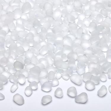 Imagem de SUREAM 400 g de pedras de peixe, seixos brancos para vasos, cascalho de peixe para aquário, fogueira de vidro marinho a granel, enchimentos de vasos, aquário, decoração de jardim e artesanato DIY