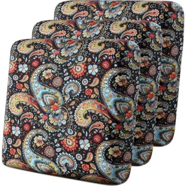 Imagem de YISUN Capas de sofá de poliuretano à prova d'água e respiráveis para assento de sofá para 1/2/3 lugares, substituição elástica para cadeira/protetor de móveis (flor, 3 peças)