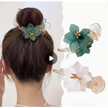 Imagem de Clipe de rabo de cavalo vintage de luxo, grampo de cabelo de metal com strass com design de pérola artificial, acessórios de cabelo femininos (pacote com 2)