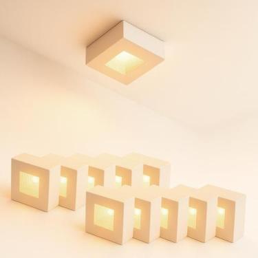 Imagem de Kit 10 Spot Beiral Led Incluso de teto 3000 Branco Quente Bivolt Quadr