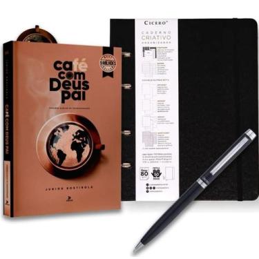Imagem de Combo café com Deus pai 2025caderno criativo argolado pautado pretocan